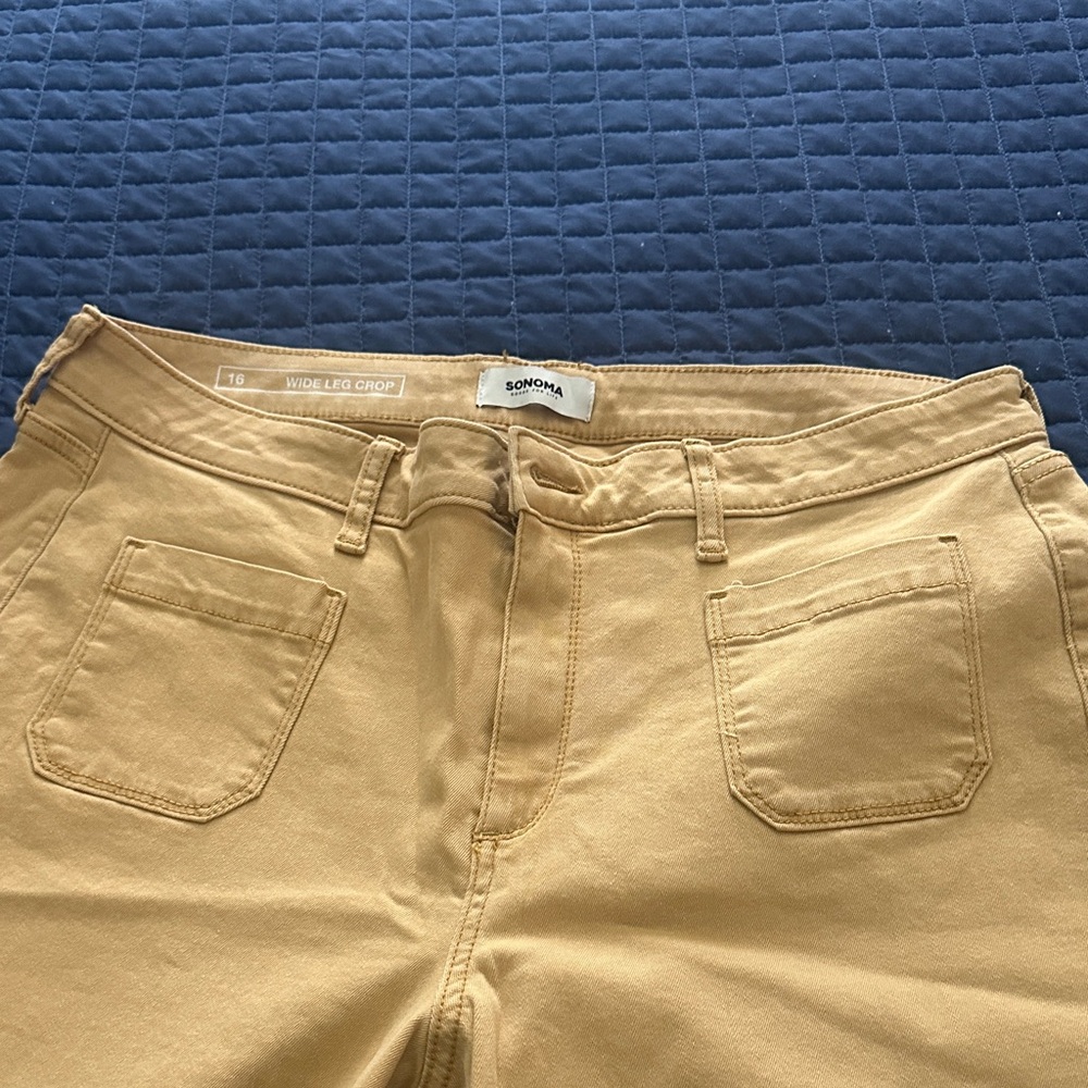 Sonoma Tan Wide Leg Crop Pants